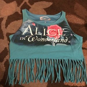 Alice in Wonderland Fringe Crop Tank size L